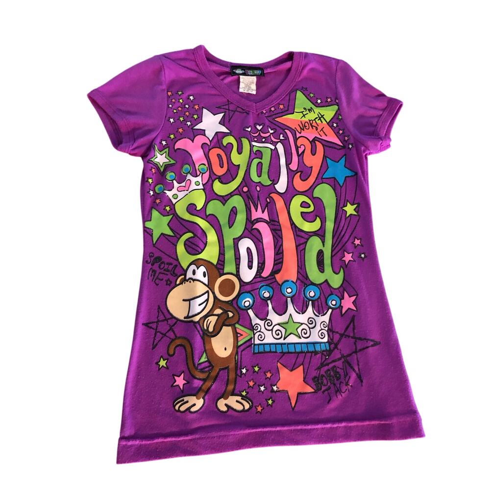 Bobby Jack “Royally Spoiled” “I’m Worth It” girls purple t-shirt Size Medium